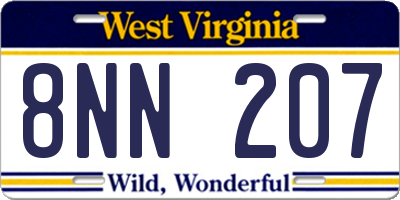 WV license plate 8NN207