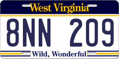 WV license plate 8NN209