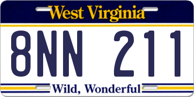 WV license plate 8NN211