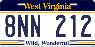 WV license plate 8NN212