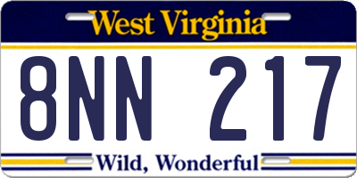 WV license plate 8NN217