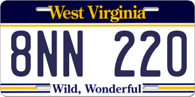 WV license plate 8NN220