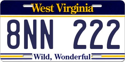 WV license plate 8NN222