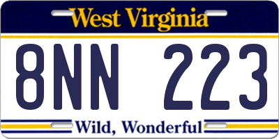 WV license plate 8NN223