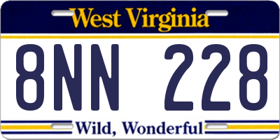 WV license plate 8NN228