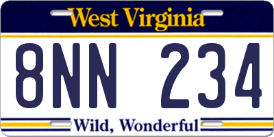 WV license plate 8NN234