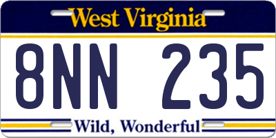 WV license plate 8NN235