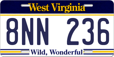 WV license plate 8NN236