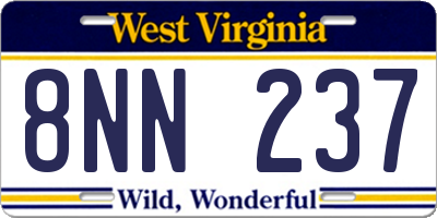 WV license plate 8NN237