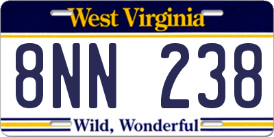 WV license plate 8NN238