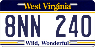 WV license plate 8NN240