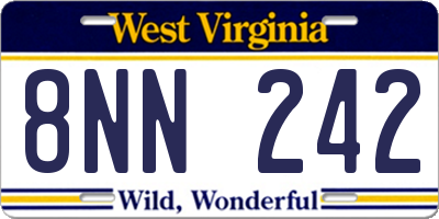 WV license plate 8NN242