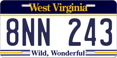 WV license plate 8NN243