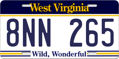 WV license plate 8NN265