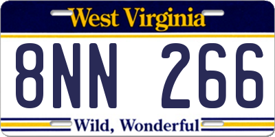 WV license plate 8NN266