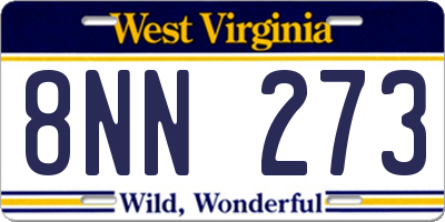 WV license plate 8NN273