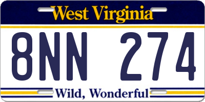 WV license plate 8NN274