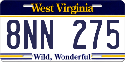 WV license plate 8NN275