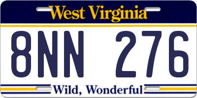 WV license plate 8NN276