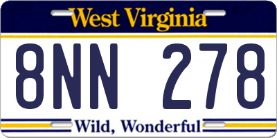 WV license plate 8NN278