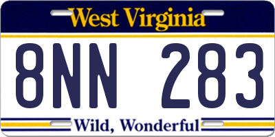 WV license plate 8NN283