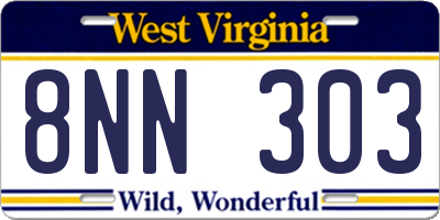 WV license plate 8NN303