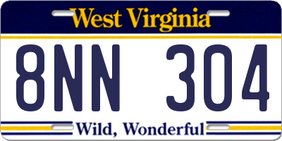 WV license plate 8NN304