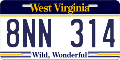 WV license plate 8NN314