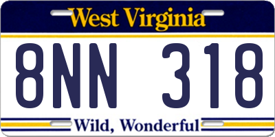 WV license plate 8NN318