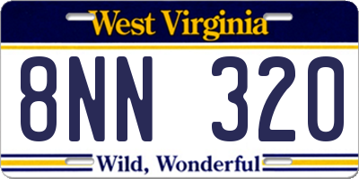 WV license plate 8NN320
