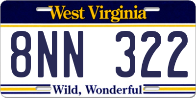 WV license plate 8NN322
