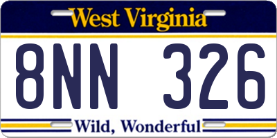 WV license plate 8NN326