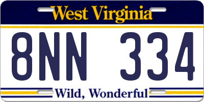 WV license plate 8NN334