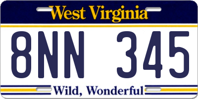 WV license plate 8NN345