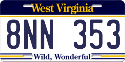 WV license plate 8NN353