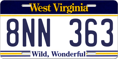 WV license plate 8NN363