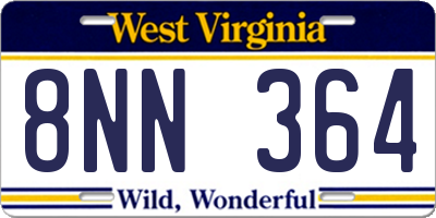 WV license plate 8NN364