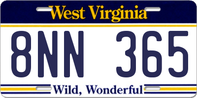 WV license plate 8NN365
