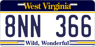 WV license plate 8NN366