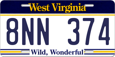 WV license plate 8NN374