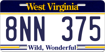 WV license plate 8NN375