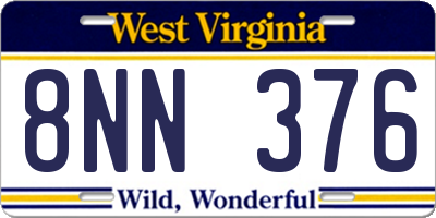 WV license plate 8NN376