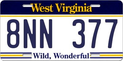 WV license plate 8NN377