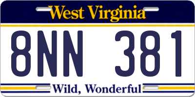 WV license plate 8NN381