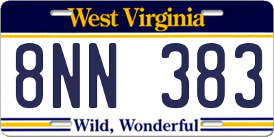 WV license plate 8NN383