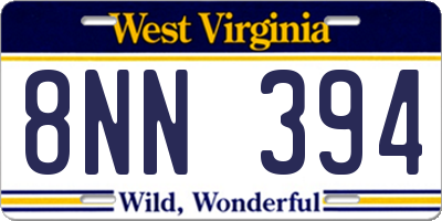 WV license plate 8NN394