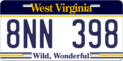 WV license plate 8NN398