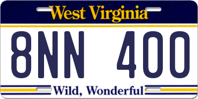 WV license plate 8NN400