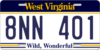 WV license plate 8NN401