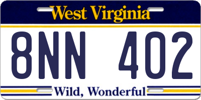 WV license plate 8NN402